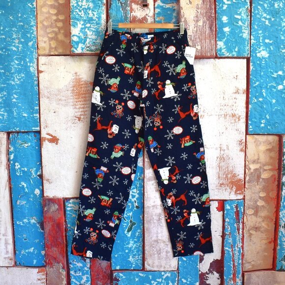 Men's Old Navy Flannel Pajama Pants Sleep Lounge SMALL Magic Mascot NEW - Picture 1 of 10